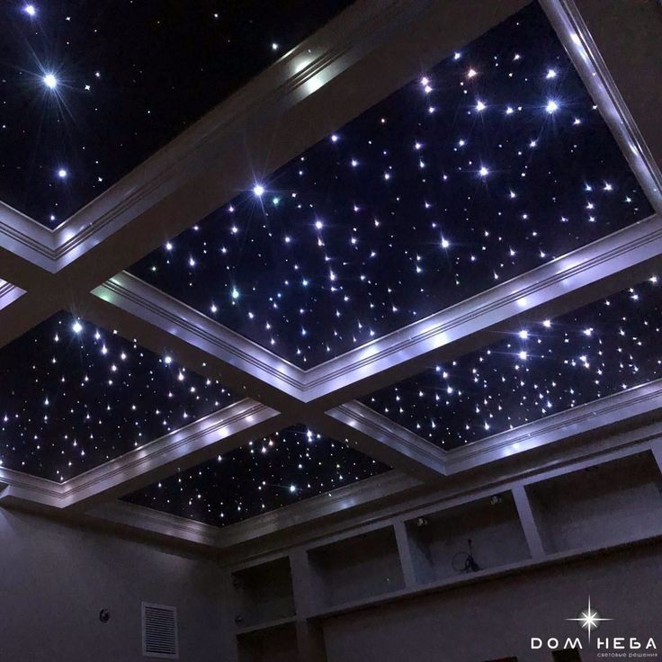 Fibre optic ceiling starlight with stretch ceiling